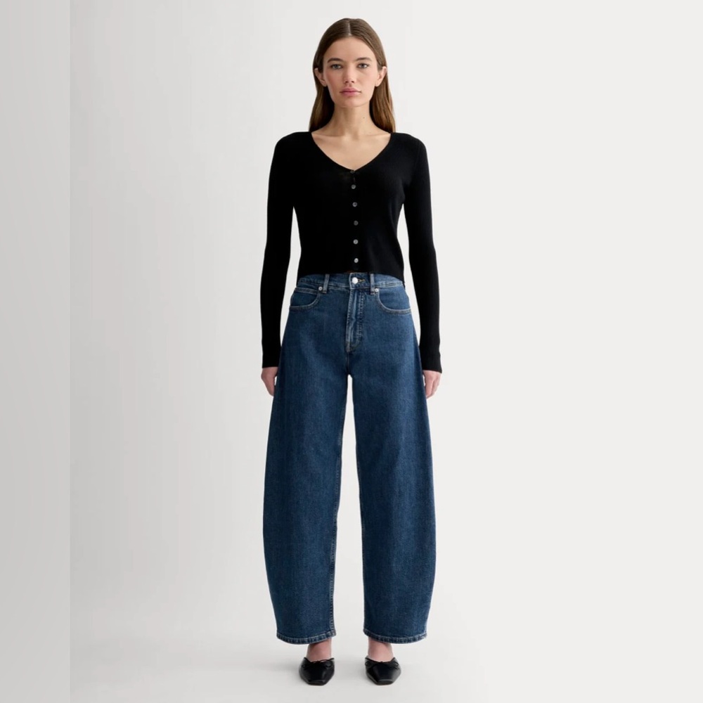 Everlane Way High Barrel Jeans in Dark Blue